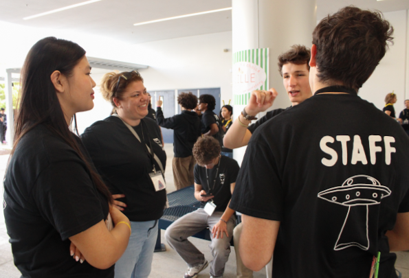 Reflecting on their FASC workshop, SGA advisor and assistant principal Sarah Ray speaks with vocal sophomore Lani Nguyen, communications senior Gavin Murray, and band senior Jackson Murray. They identified the successes and limitations of the event, to plan for following years. 