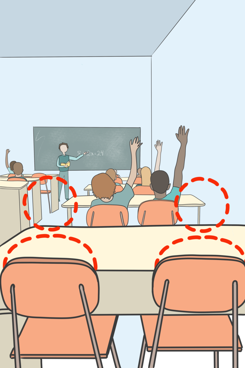 Image depicting the declining presence of student in class. (Kiara Benoit) 