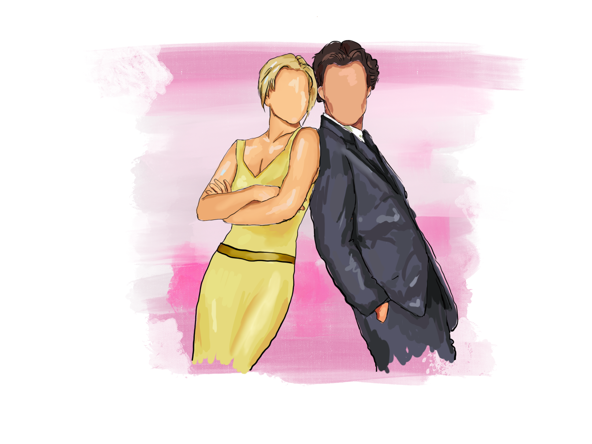 An illustration represents Andie Anderson and Benjamin Barry, the main characters of How to Lose a Guy in 10 Days. (Lyriq Forde)