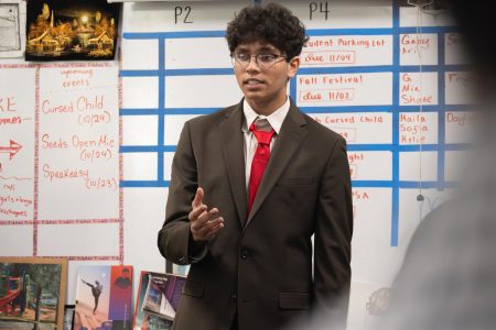 Communications sophomore Zahab Ali delivers an Original Oratory speech on the performativity ingrained in everyday human behavior, providing an analysis of the topic through a five minute informative memorized speech. “Original Oratory provides me with a platform to discuss issues I really care about,” Ali said.